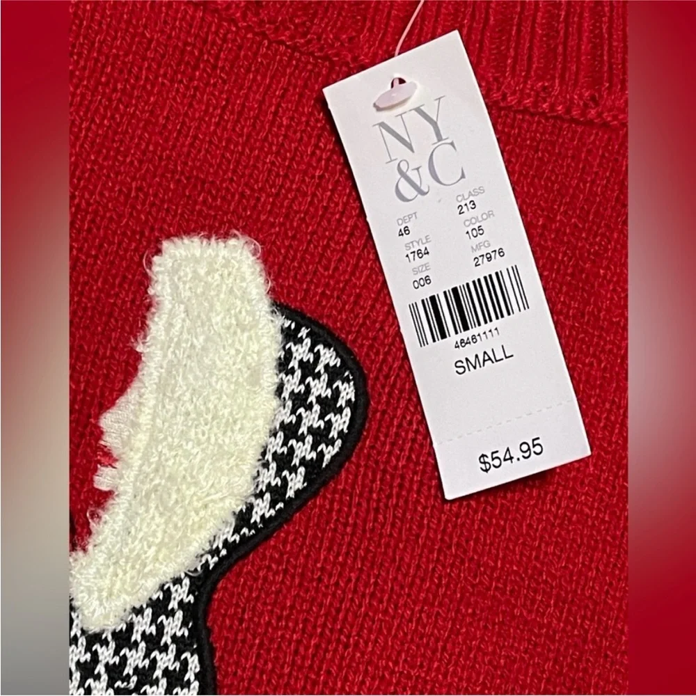New York & Company  Red Sweater with Fashionable Lady Design New w/ Tags - Picture 3 of 3